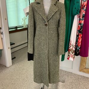 Elegant Houndstooth Trench Coat